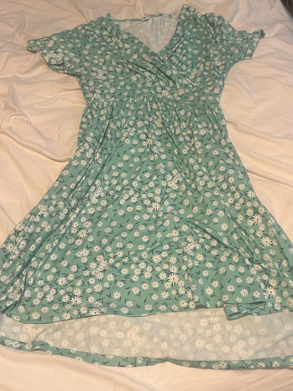 Mint Green Floral Wrap Dress